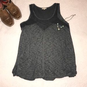 Mystree Acid Grey Knit Flowy Tank Small